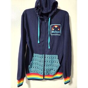 Aulani a Disney Resort and Spa Blue Rainbow Zip Up Hoodie Unisex Size Small